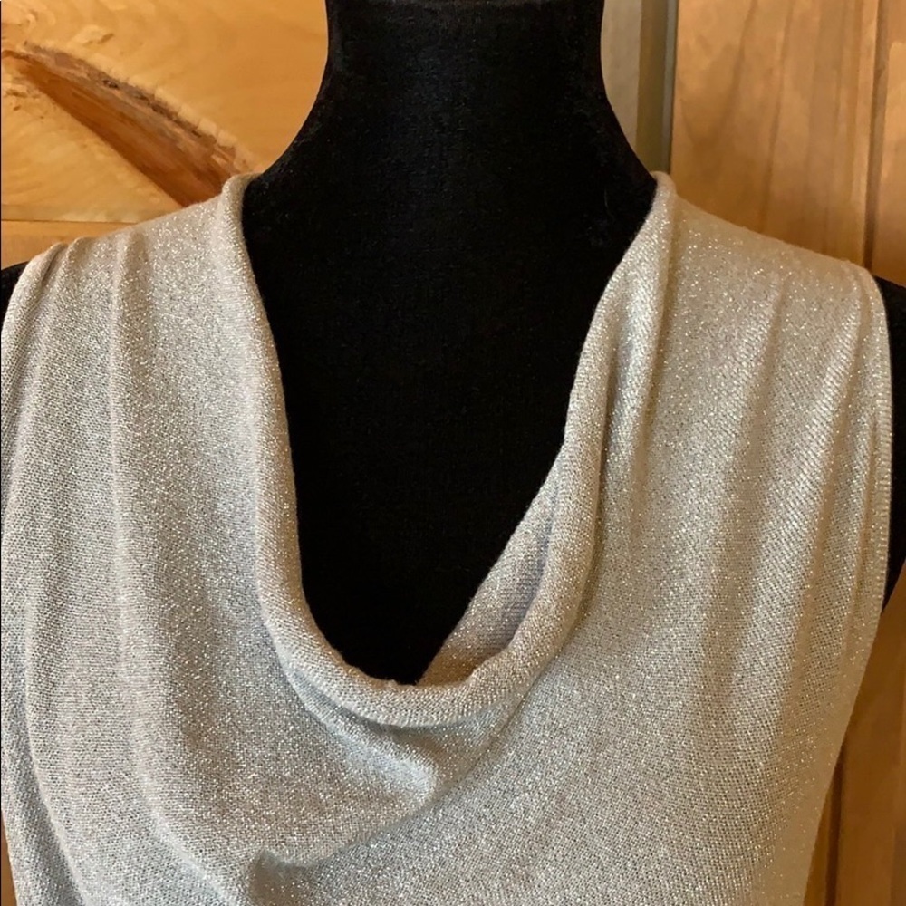 Ann Taylor sleeveless metallic silver cowl neck top Size Small - Picture 5 of 8